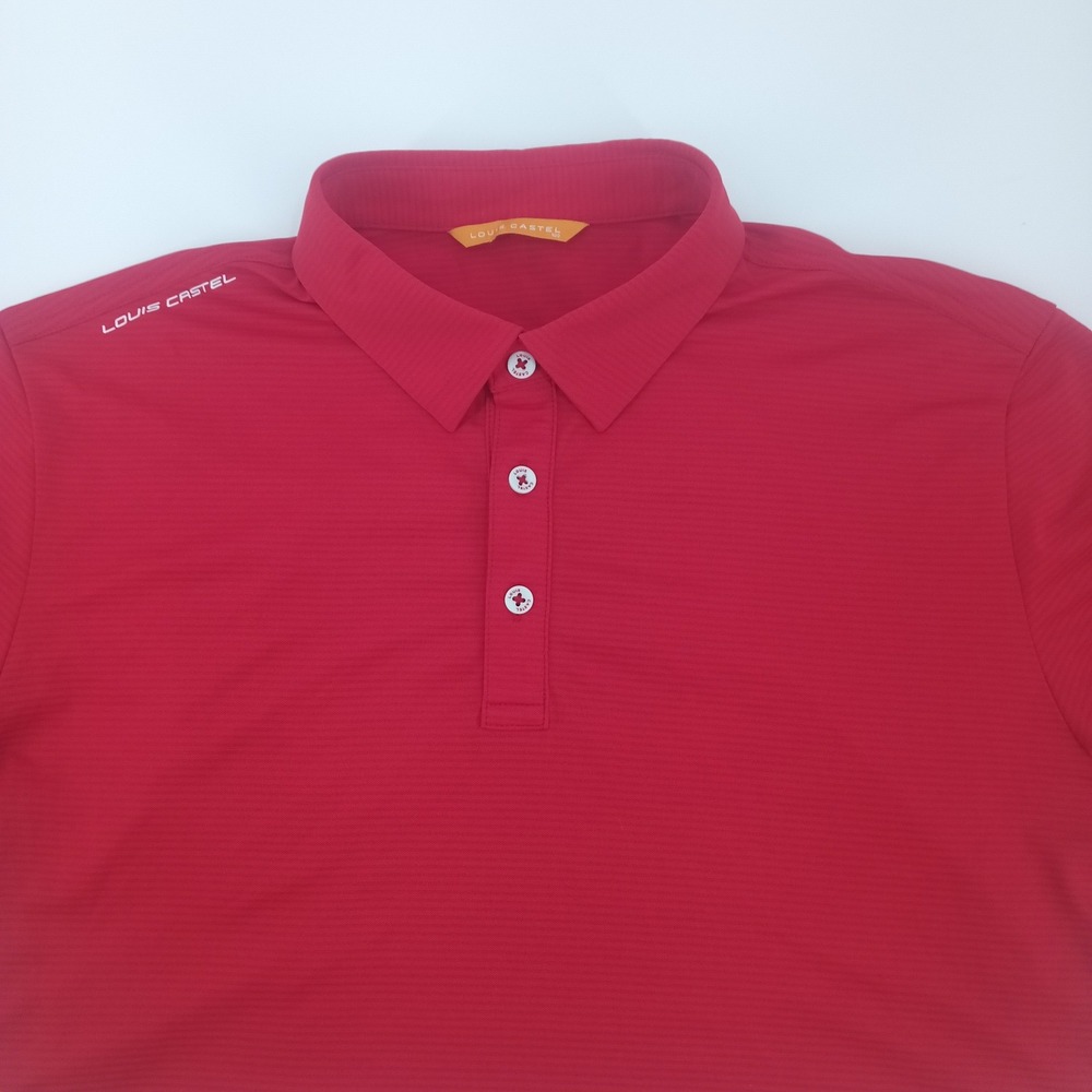 Louis Castel Mens Red Micro Stripe Short Sleeve Golf Polo Shirt Size 100 Large